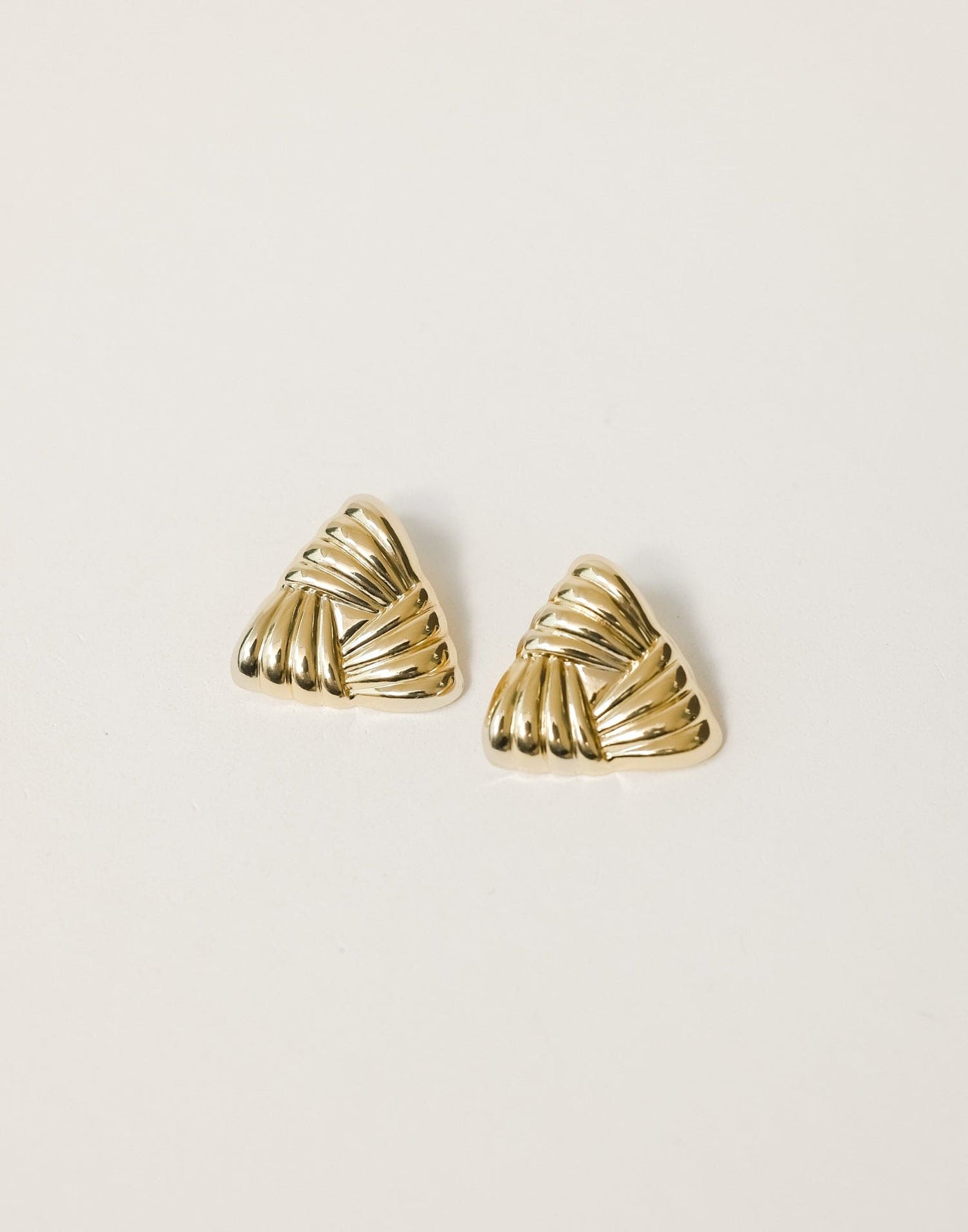 Mina Earrings (Gold) - Weaved Triangular Shaped Statement Earring - Women's Accessories - Charcoal Clothing