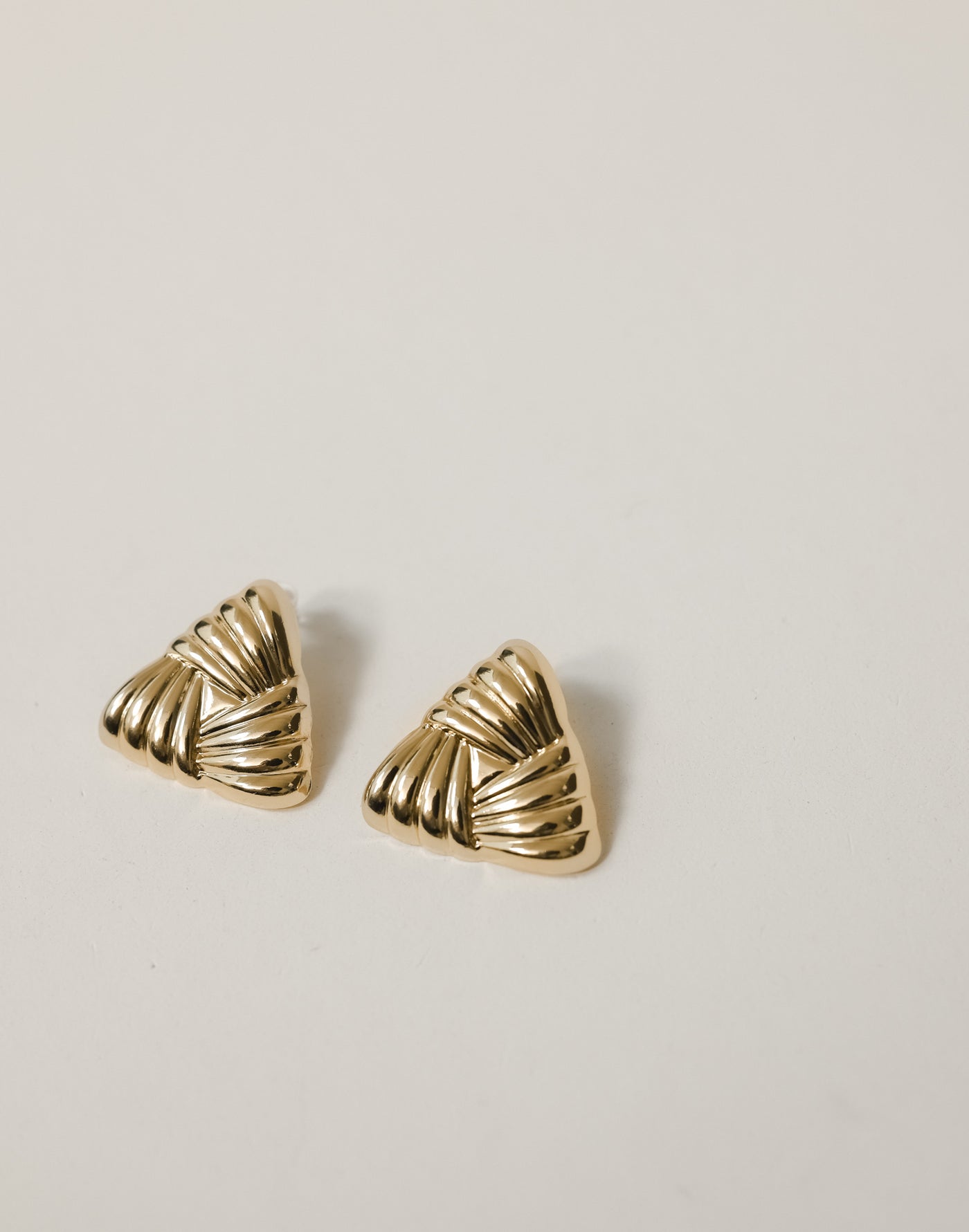 Mina Earrings (Gold) - Weaved Triangular Shaped Statement Earring - Women's Accessories - Charcoal Clothing