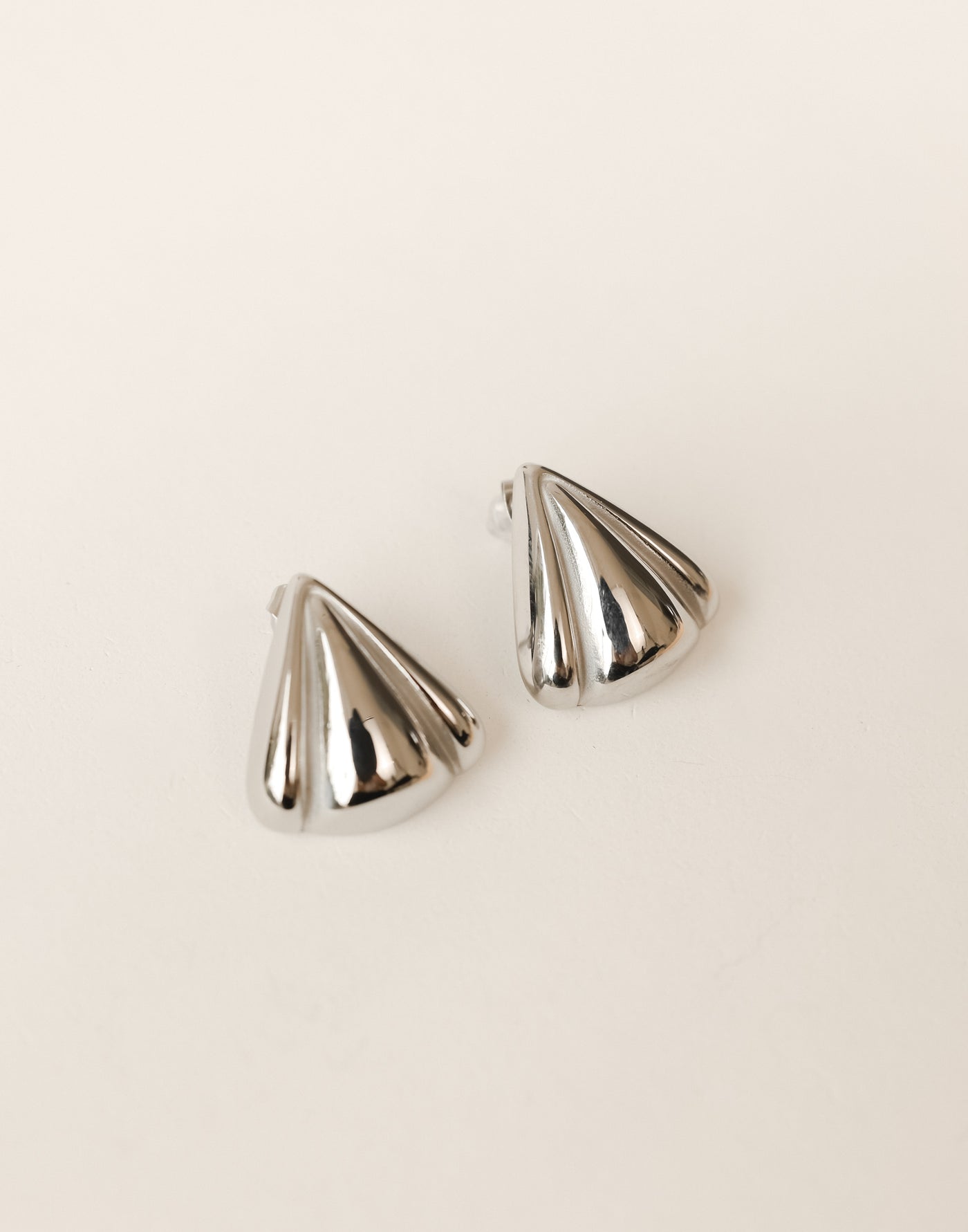 Abi Earrings (Silver) - Triangular Layered Shaped Earrings - Women's Accessories - Charcoal Clothing