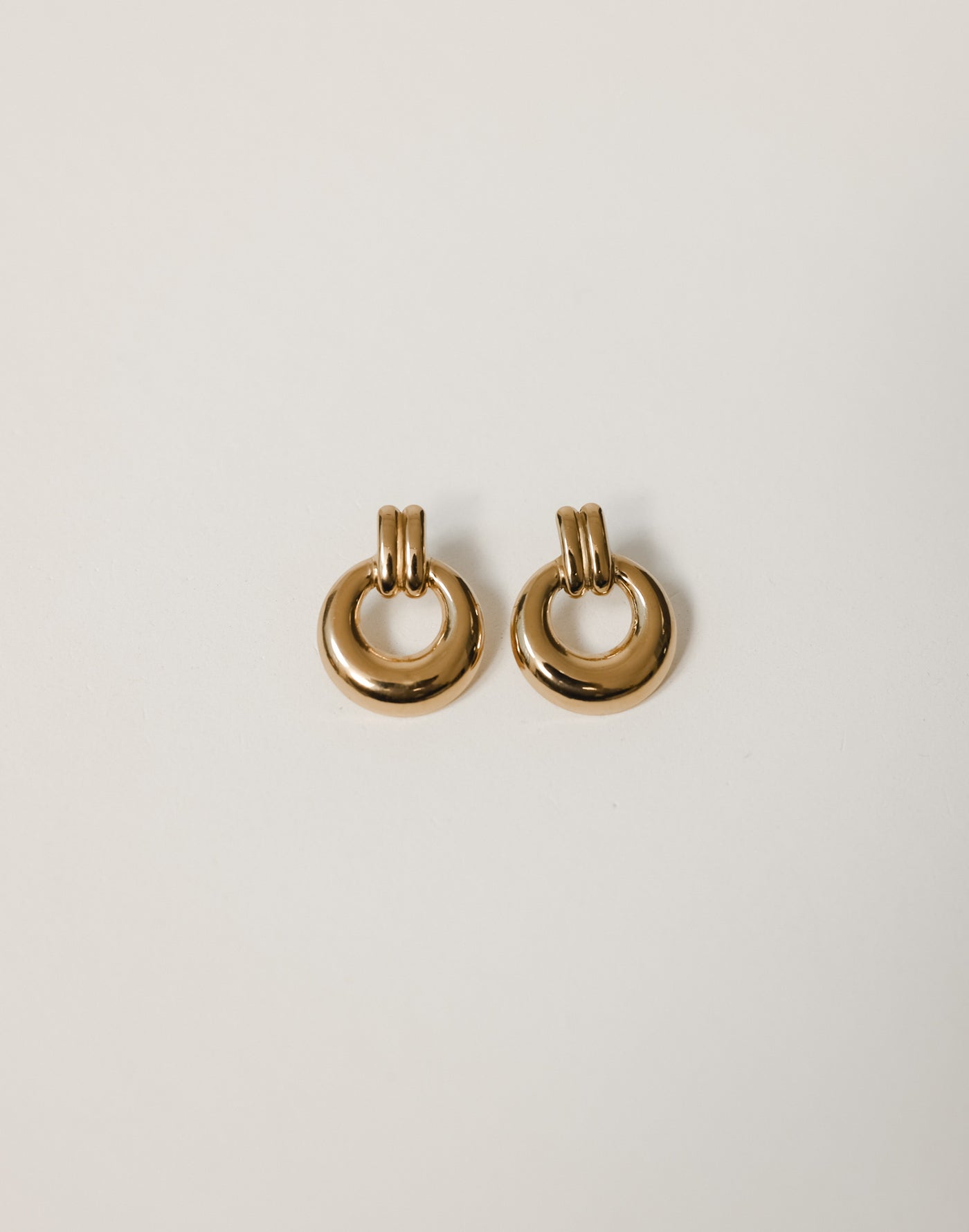 Tasha Earrings (Gold) - Hanging Hoop Style Statement Earring - Women's Accessories - Charcoal Clothing