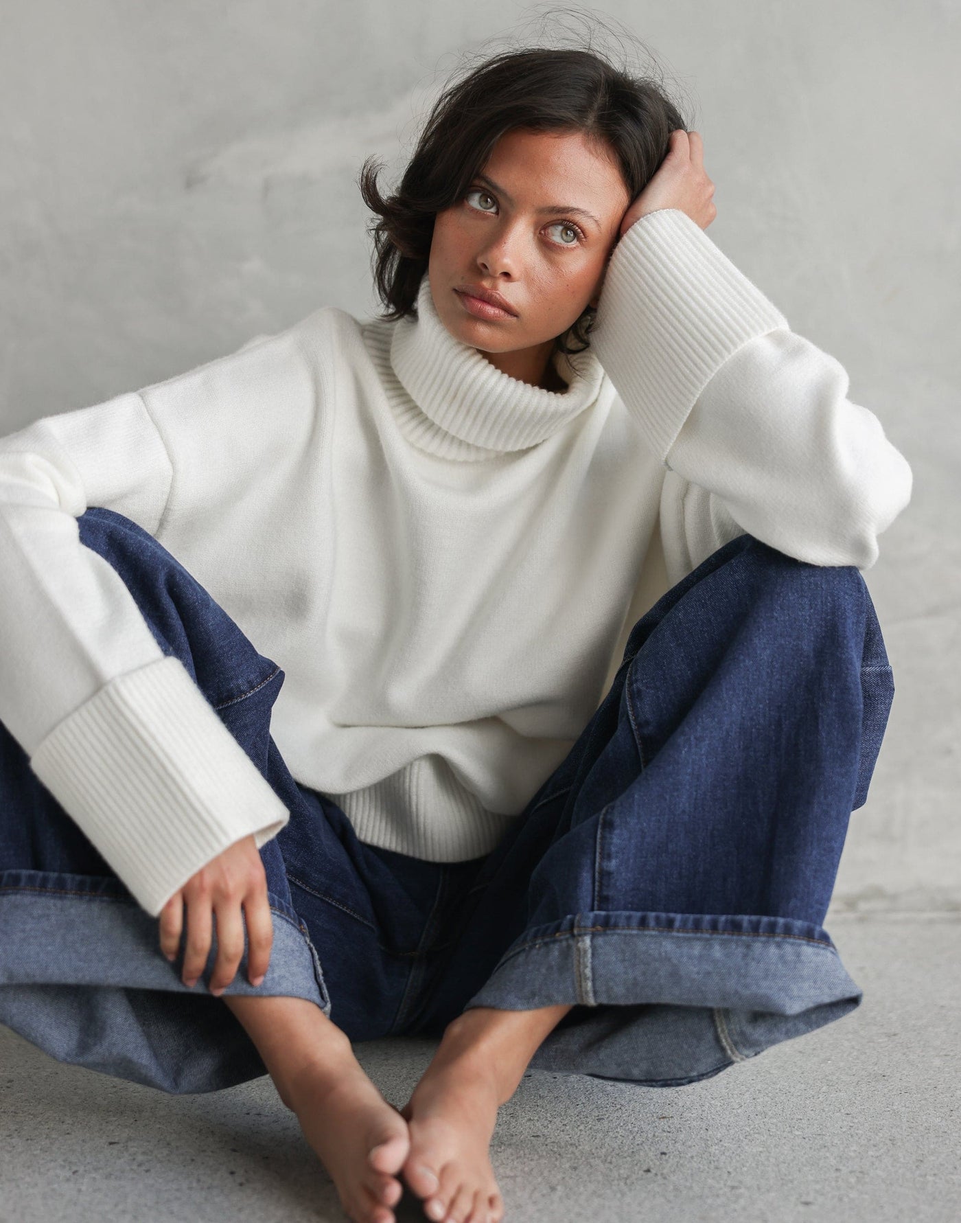 Amberly Jumper (Off White) | CHARCOAL Exclusive - Thick Turtleneck Oversized Knit - Women's Top - Charcoal Clothing