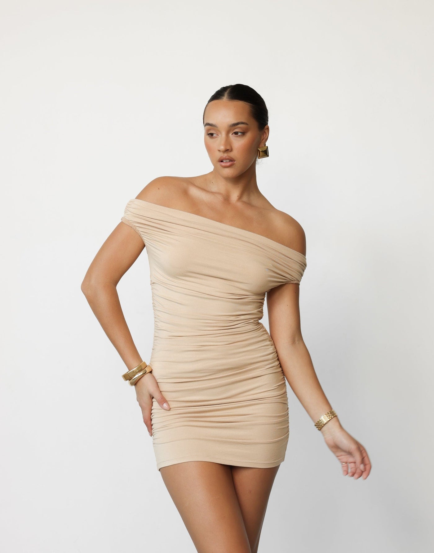 Monaco Mini Dress (Camel) - By Lioness - - Women's Dress - Charcoal Clothing