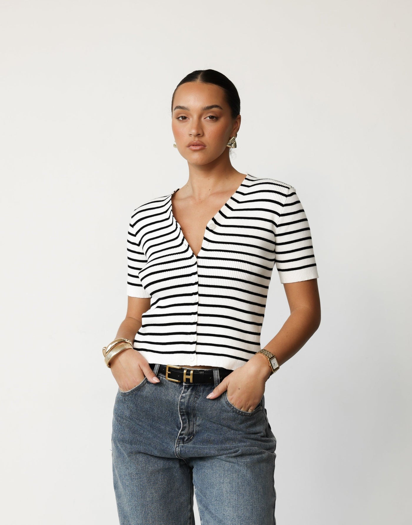 Orolfo Top (Black/White Stripe) - - Women's Top - Charcoal Clothing