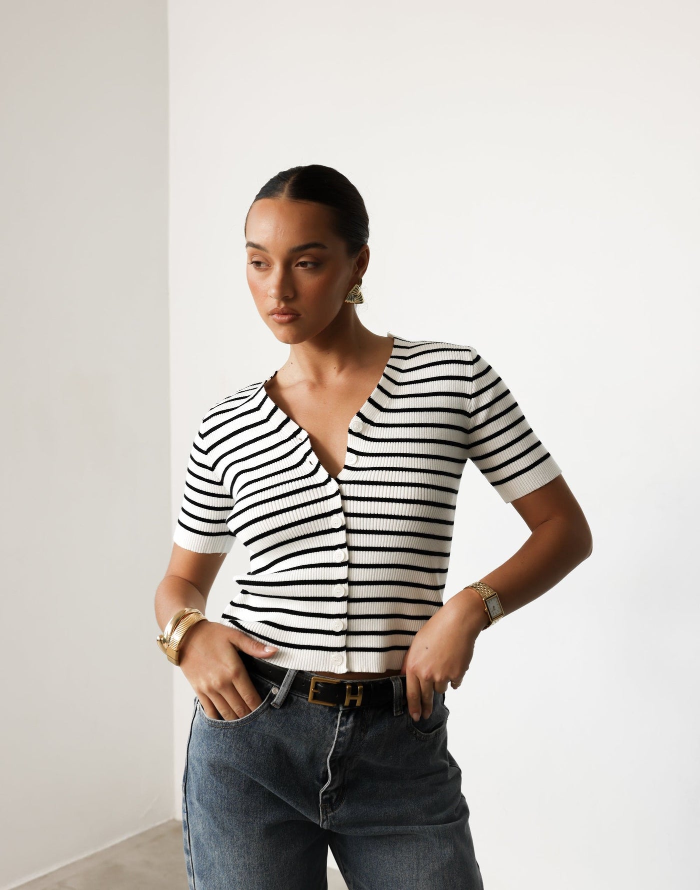 Orolfo Top (Black/White Stripe) - - Women's Top - Charcoal Clothing