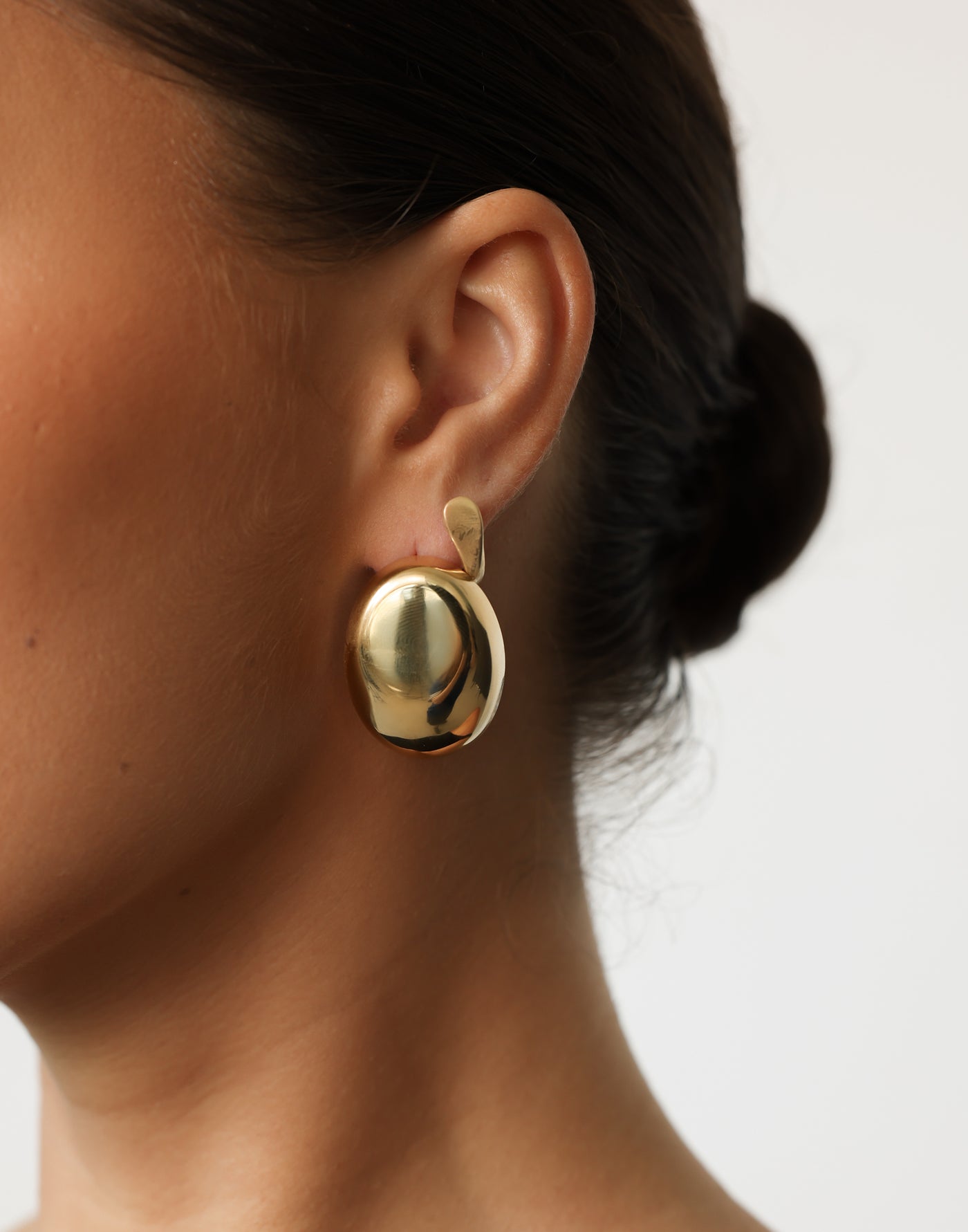 Reanna Earrings (Gold) - Rounded Smooth Finish Statement Earrings - Women's Accessories - Charcoal Clothing