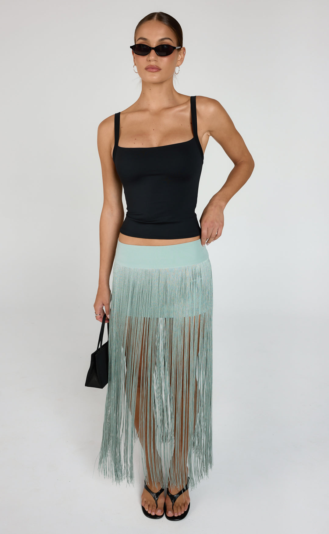 Odine Fringe Skirt (Dark Mint) – CHARCOAL