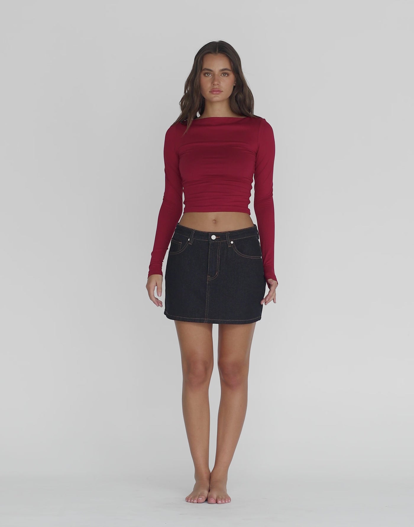 Lucian Long Sleeve Top (Cherry)