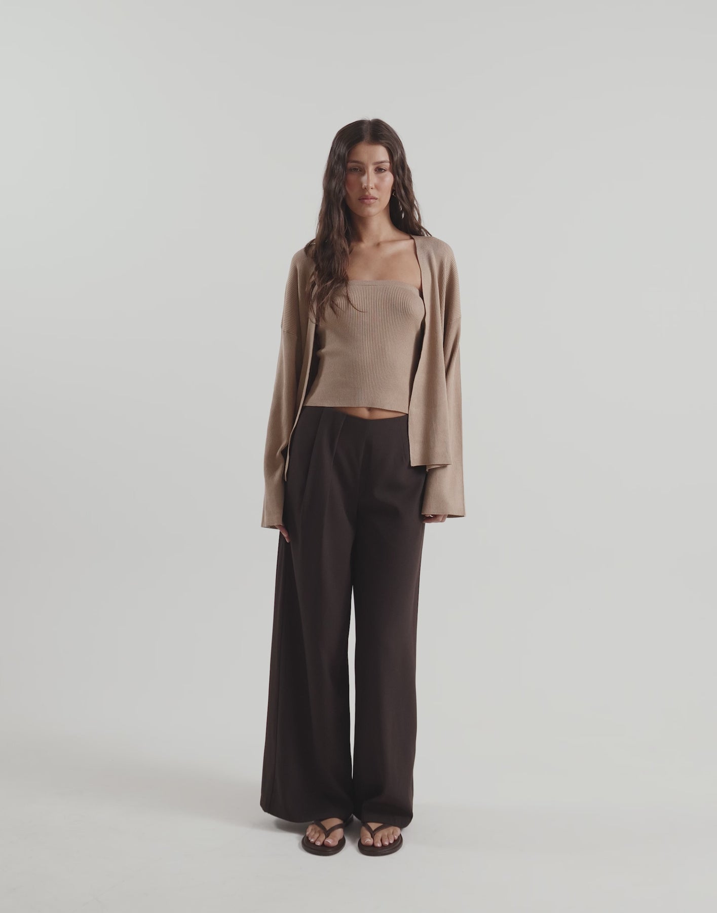Cardigan m. Uld 'Lemming' - Sand Melange