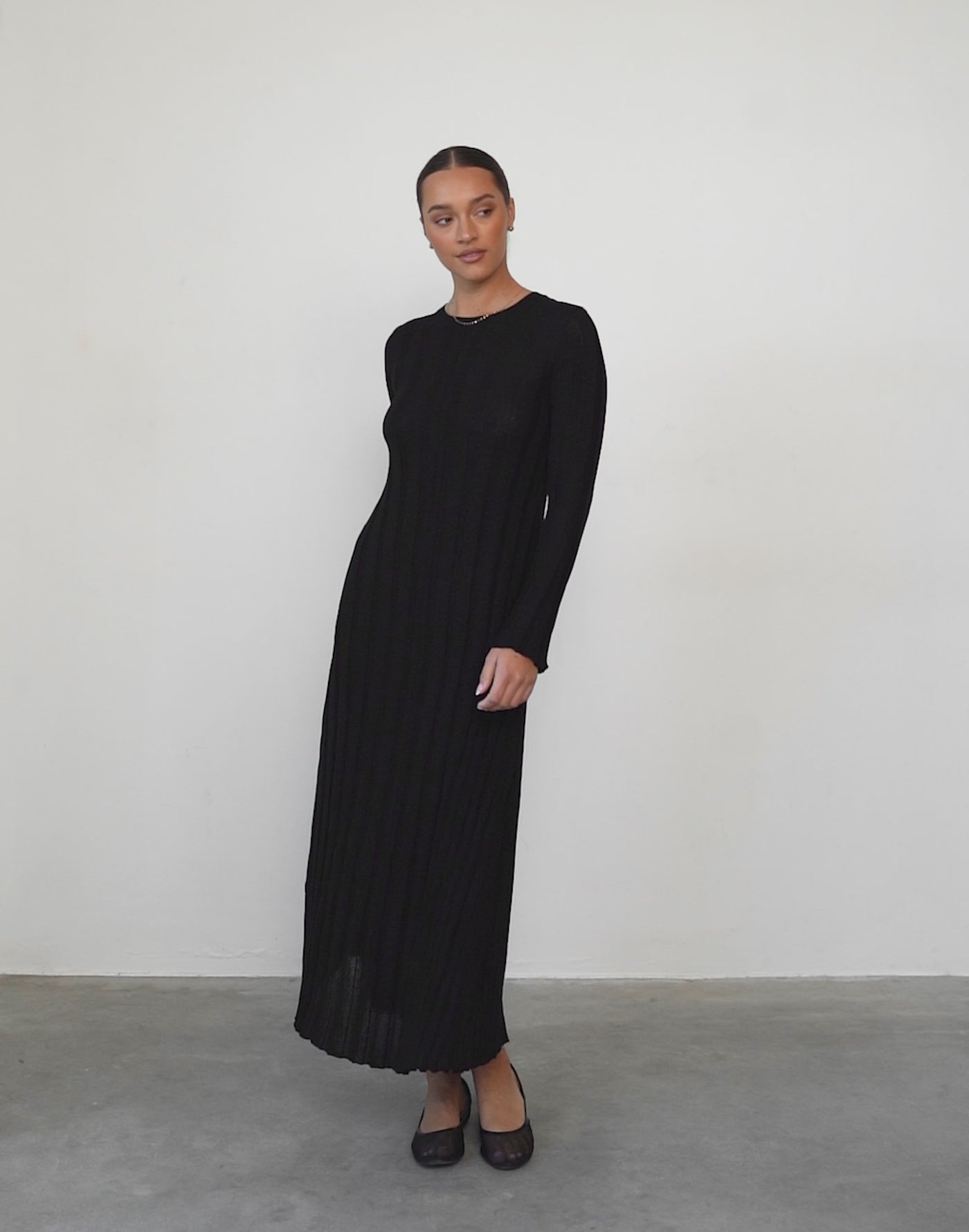 Jemima Long Sleeve Maxi Dress (Black)