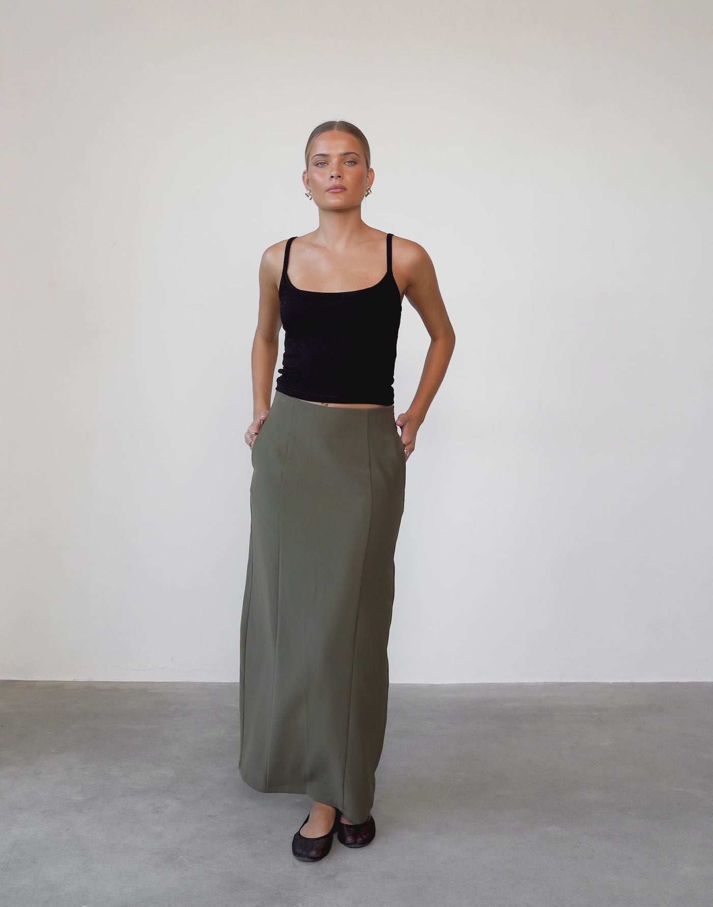 Alexander Maxi Skirt (Olive)