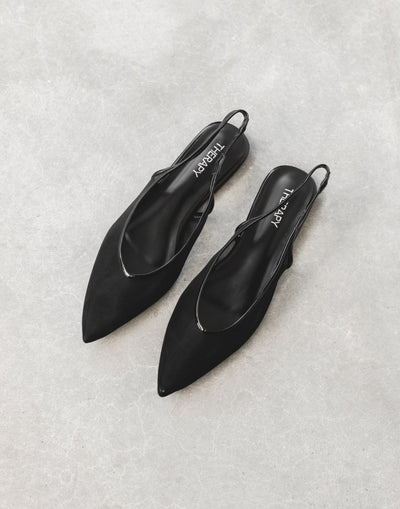 Lazer Flats (Black) - By Therapy - Mesh Upper Pointed Toe Flats - Women's Shoes - Charcoal Clothing