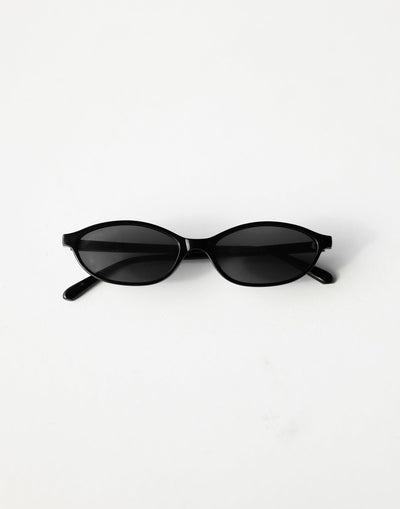 Anika Sunglasses (Black) - Oval Shaped Sunglasses - Women's Accessories - Charcoal Clothing