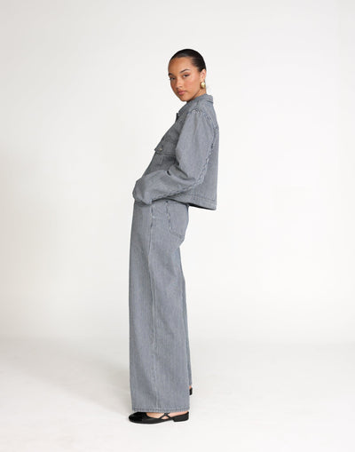 Wren Jeans (Navy Pinstripe) | CHARCOAL Exclusive - - Women's Pants - Charcoal Clothing