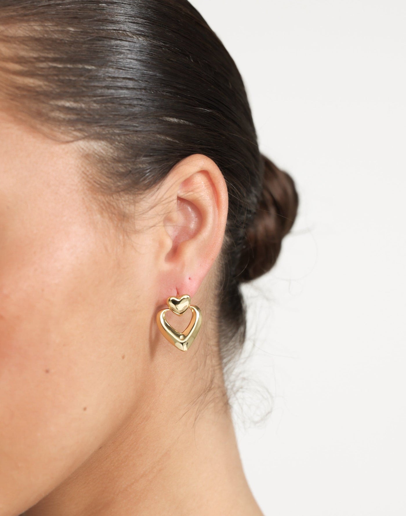 Katrina Earrings (Gold) - Heart Shaped Drop Earring - Women's Accessories - Charcoal Clothing