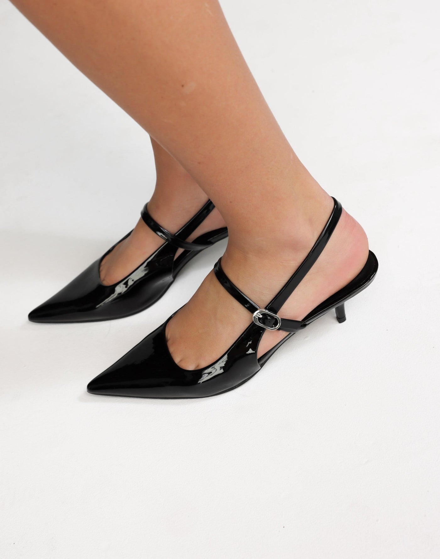 Gerta Heels (Black Patent) - By Billini - Pointed Toe Heel - Women's Shoes - Charcoal Clothing