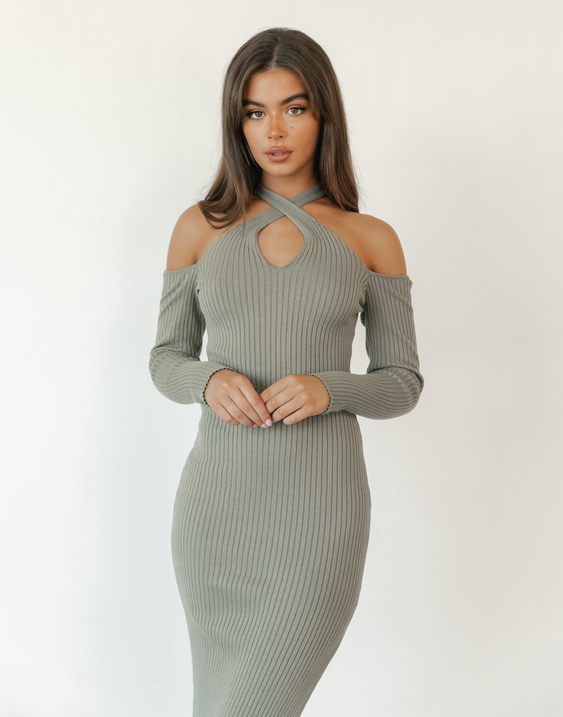 Collective Dress - Arielle Midi Dress (Khaki)
                Add to wishlist third image